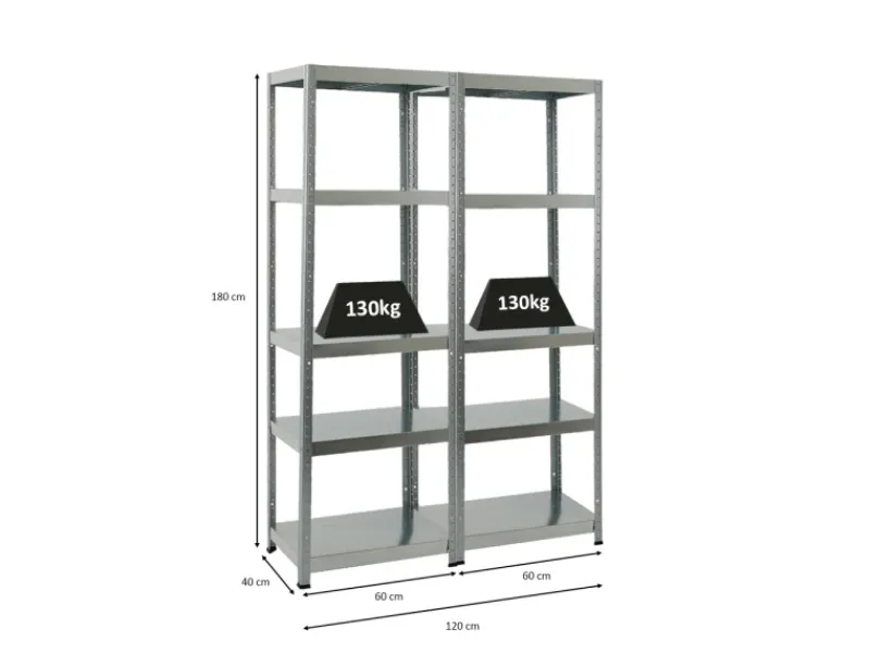 Clearance PROREGAL Mega Deal 2x Schwerlastregal Steel Eagle HxBxT 180 x 60 x 40 cm Fachlast 130 kg Verzinkt