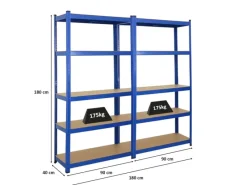 Sale PROREGAL Mega Deal 2x Schwerlastregal Ragnar HxBxT 180 x 90 x 40 cm Fachlast 175 kg Blau