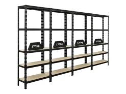 Discount PROREGAL Mega Deal 4x Schwerlastregal APOLLO HxBxT 180 x 75 x 30 cm Fachlast 175kg Schwarz