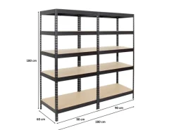 PROREGAL Mega Deal 2x Schwerlastregal Rivet HxBxT 180 x 90 x 60 cm Fachlast 250 kg