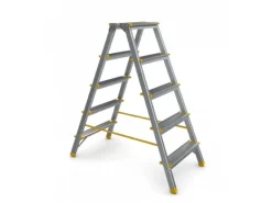 Best PROREGAL Metal Double Giraffe Doppelseitige-Aluminium-Stufenstehleiter 5 Stufen 109 cm Hoch 150 kg Tragkraft Leiter Trittleiter Haushaltsleiter