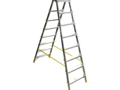 PROREGAL Metal Double Giraffe Doppelseitige-Aluminium-Stufenstehleiter 8 Stufen 178 cm Hoch 150 kg Tragkraft Leiter Trittleiter Haushaltsleiter