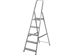 PROREGAL Metal Single Giraffe Einseitige-Metall-Bügelleiter 3 Stufen 125 cm Hoch 125 kg Tragkraft Stahl Trittleiter Stufenleiter Stehleiter