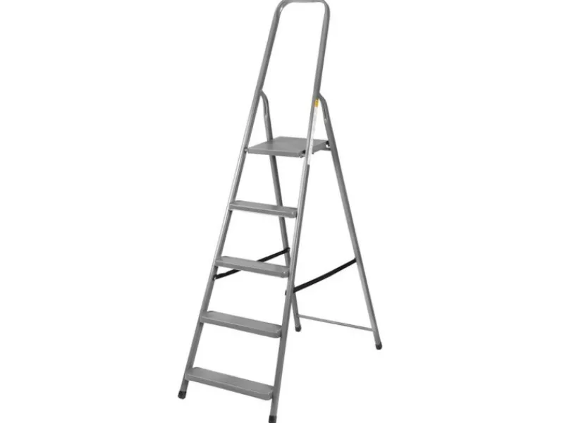 PROREGAL Metal Single Giraffe Einseitige-Metall-Bügelleiter 3 Stufen 125 cm Hoch 125 kg Tragkraft Stahl Trittleiter Stufenleiter Stehleiter