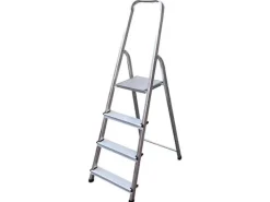 PROREGAL Metal Single Giraffe Einseitige-Aluminium-Bügelleiter 5 Stufen 168 cm Hoch Leiter Trittleiter Stufenleiter Stehleiter Haushaltsleiter