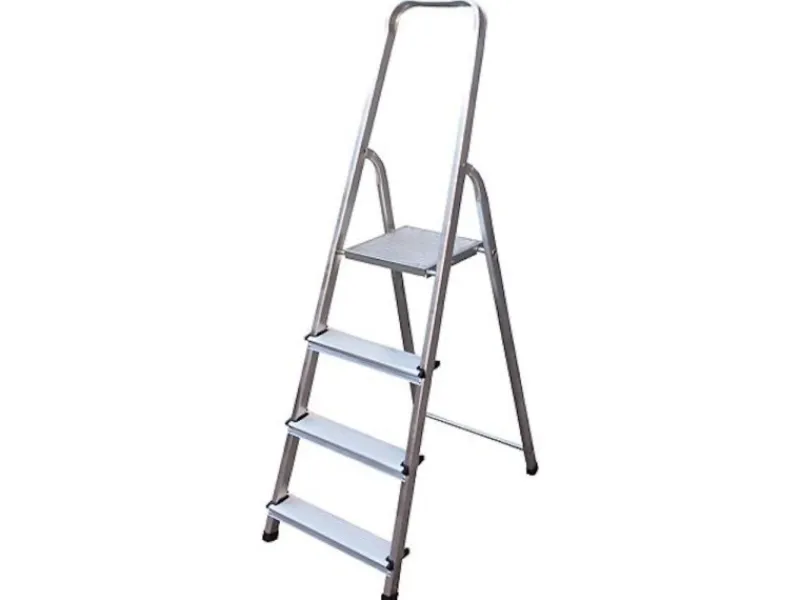 PROREGAL Metal Single Giraffe Einseitige-Aluminium-Bügelleiter 5 Stufen 168 cm Hoch Leiter Trittleiter Stufenleiter Stehleiter Haushaltsleiter