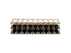 PROREGAL Modulares Weinregal Vinotega Mod Metal HxBxT 22,5 x 92,5 x 24,5 cm 9 x 2 Flaschen Massives Kiefernholz Natur