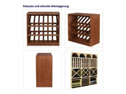 Discount PROREGAL Modulares Weinregal Vincellar Mod HxBxT 60 x 60 x 30 cm Schräg Modul Für 18 Flaschen Massives Kiefernholz Geölt Braun
