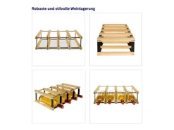 Clearance PROREGAL Modulares Weinregal Vinotega Mod Metal HxBxT 12,5 x 42,5 x 24,5 cm 4 x 1 Flaschen Massives Kiefernholz Natur Kiefer Natur