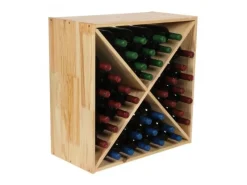 PROREGAL Modulares Weinregal Vincellar Mod HxBxT 60 x 60 x 30 cm Kreuz Modul Für 40 Flaschen Massives Kiefernholz Natur