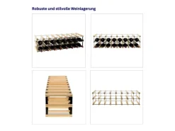 PROREGAL Modulares Weinregal Vinotega Mod Metal HxBxT 12,5 x 82,5 x 24,5 cm 8 x 1 Flaschen Massives Kiefernholz Natur