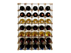 PROREGAL Modulares Weinregal Vinotega Mod Metal HxBxT 72,5 x 52,5 x 24,5 cm 5 x 7 Flaschen Massives Kiefernholz Natur