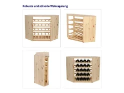 PROREGAL Modulares Weinregal Vincellar Mod HxBxT 60 x 30 x 30 cm Eckmodul Für 18 Flaschen Massives Kiefernholz Natur