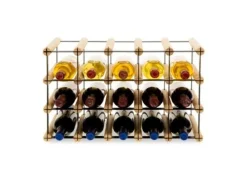 PROREGAL Modulares Weinregal Vinotega Mod Metal HxBxT 32,5 x 52,5 x 24,5 cm 5 x 3 Flaschen Massives Kiefernholz Natur