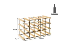 PROREGAL Modulares Weinregal Vinotega Mod Metal HxBxT 32,5 x 52,5 x 24,5 cm 5 x 3 Flaschen Massives Kiefernholz Natur