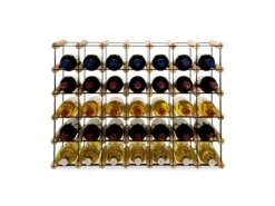 PROREGAL Modulares Weinregal Vinotega Mod Metal HxBxT 52,5 x 72,5 x 24,5 cm 7 x 5 Flaschen Massives Kiefernholz Natur Kiefer Natur