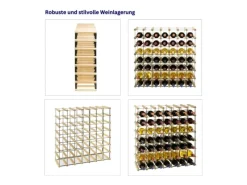 PROREGAL Modulares Weinregal Vinotega Mod Metal HxBxT 72,5 x 72,5 x 24,5 cm 7 x 7 Flaschen Massives Kiefernholz Natur