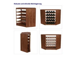 Clearance PROREGAL Modulares Weinregal Vincellar Mod HxBxT 60 x 30 x 30 cm Eckmodul Für 18 Flaschen Massives Kiefernholz Geölt Braun