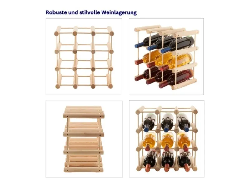 PROREGAL Modulares Weinregal Vinotega Mod HxBxT 36 x 36 x 24 cm 5 x 9 Flaschen Massives Eichenholz Geölt