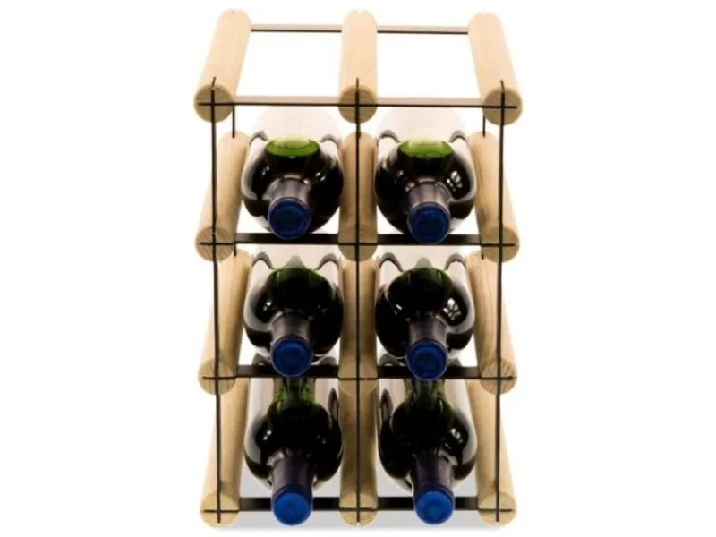 PROREGAL Modulares Weinregal Vinotega Mod Metal HxBxT 32,5 x 22,5 x 24,5 cm 2 x 3 Flaschen Massives Kiefernholz Natur