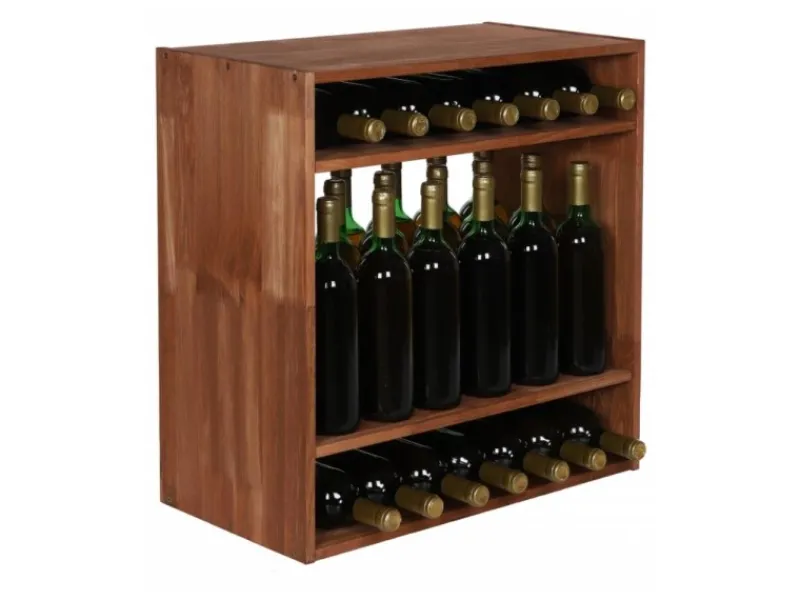 PROREGAL Modulares Weinregal Vincellar Mod HxBxT 60 x 60 x 30 cm Standflaschen Modul Für 32 Flaschen Massives Kiefernholz Geölt
