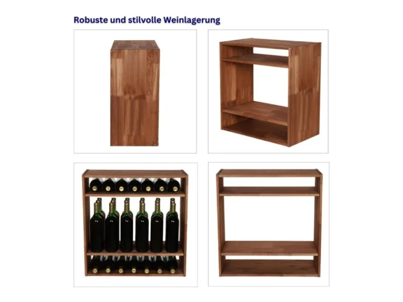 PROREGAL Modulares Weinregal Vincellar Mod HxBxT 60 x 60 x 30 cm Standflaschen Modul Für 32 Flaschen Massives Kiefernholz Geölt