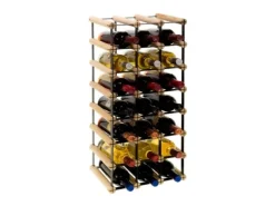 New PROREGAL Modulares Weinregal Vinotega Mod Metal HxBxT 72,5 x 32,5 x 24,5 cm 3 x 7 Flaschen Massives Kiefernholz Natur Kiefer Natur