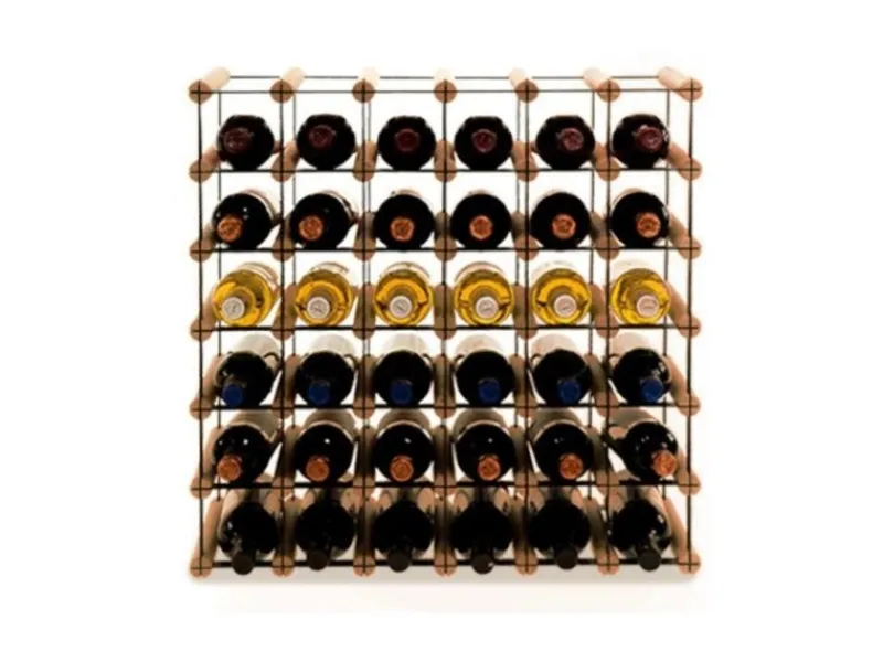 Clearance PROREGAL Modulares Weinregal Vinotega Mod Metal HxBxT 62,5 x 62,5 x 24,5 cm 6 x 6 Flaschen Massives Kiefernholz Geölt Braun