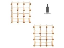 Sale PROREGAL Modulares Weinregal Vinotega Mod HxBxT 36 x 36 x 24 cm 2 x 9 Flaschen Massives Eichenholz Geölt Eiche Geölt