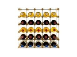 PROREGAL Modulares Weinregal Vinotega Mod Metal HxBxT 52,5 x 52,5 x 24,5 cm 5 x 5 Flaschen Massives Kiefernholz Natur