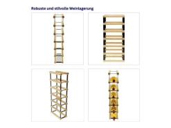 PROREGAL Modulares Weinregal Vinotega Mod Metal HxBxT 62,5 x 12,5 x 24,5 cm 1 x 6 Flaschen Massives Kiefernholz Geölt Braun