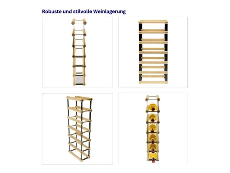 PROREGAL Modulares Weinregal Vinotega Mod Metal HxBxT 62,5 x 12,5 x 24,5 cm 1 x 6 Flaschen Massives Kiefernholz Geölt Braun