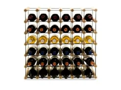 PROREGAL Modulares Weinregal Vinotega Mod Metal HxBxT 52,5 x 62,5 x 24,5 cm 6 x 5 Flaschen Massives Kiefernholz Natur