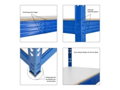 Best PROREGAL Profi Schwerlastregal Rhino HxBxT 180 x 200 x 60 cm 5 Spanplatten-Ebenen 8mm Fachlast 500 kg Blau