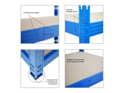 Online PROREGAL Profi Schwerlastregal Rhino HxBxT 180 x 200 x 60 cm 4 Spanplatten-Ebenen 8mm Fachlast 500 kg Blau