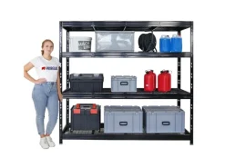New PROREGAL Profi Schwerlastregal Rhino HxBxT 180x200x60cm 4 Gitterrost-Ebenen Fachlast 500kg Schwarz Stecksystem Lagerregal Regalsystem