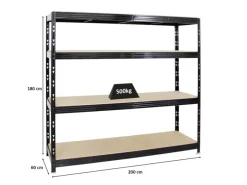 PROREGAL Profi Schwerlastregal Rhino HxBxT 180 x 200 x 60 cm 4 Spanplatten-Ebenen 16mm Fachlast 500 kg