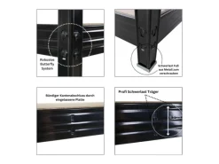 PROREGAL Profi Schwerlastregal Rhino HxBxT 180x240x60cm 4 Spanplatten-Ebenen 8mm Fachlast 450kg Stecksystem Lagerregal Regalsystem