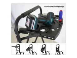 PROREGAL Profi-Trittleiter Klappbar Mit Handbügel Und Werkzeugablage 4 Stufen 160x51x87cm Traglast 150kg Stahl Schwarz Klappleiter Haushaltsleiter