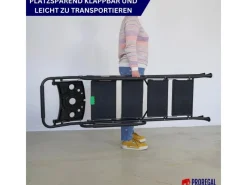 PROREGAL Profi-Trittleiter Klappbar Mit Handbügel Und Werkzeugablage 4 Stufen 160x51x87cm Traglast 150kg Stahl Schwarz Klappleiter Haushaltsleiter