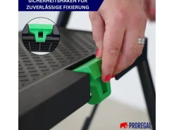 PROREGAL Profi-Trittleiter Klappbar Mit Handbügel Und Werkzeugablage 4 Stufen 160x51x87cm Traglast 150kg Stahl Schwarz Klappleiter Haushaltsleiter