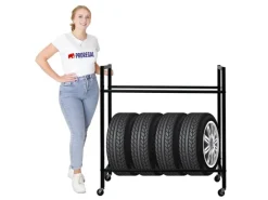 Hot PROREGAL Reifenregal CARERRA Auf Rollen HxBxT 115 x 111 x 40 cm Bis Zu 8 Reifen Auf 2 Ebenen Schwarz