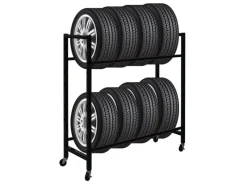 Hot PROREGAL Reifenregal CARERRA Auf Rollen HxBxT 115 x 111 x 40 cm Bis Zu 8 Reifen Auf 2 Ebenen Schwarz