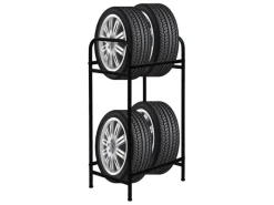 PROREGAL Reifenregal CARRERO HxBxT 104 x 55 x 40 cm Bis Zu 4 Reifen Auf 2 Ebenen Schwarz