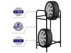 PROREGAL Reifenregal CARRERO HxBxT 104 x 55 x 40 cm Bis Zu 4 Reifen Auf 2 Ebenen Schwarz