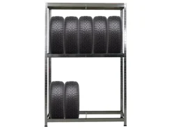 PROREGAL Reifenregal RAGNAR HxBxT 180 x 120 x 40cm Bis Zu 8 Reifen Auf 2 Ebenen + Ablage 265kg Fachlast