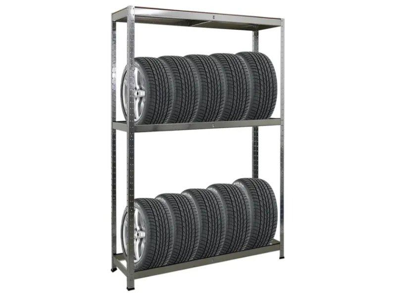 PROREGAL Reifenregal RAGNAR HxBxT 180 x 120 x 40cm Bis Zu 8 Reifen Auf 2 Ebenen + Ablage 265kg Fachlast