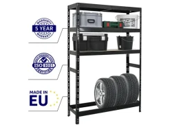 PROREGAL Reifenregal Tiger HxBxT 180 x 120 x 40 cm Bis Zu 6 Reifen Auf 1 Ebene + 3 Ablagen