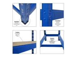 Discount PROREGAL Reifenregal Tiger HxBxT 180 x 120 x 40 cm Bis Zu 12 Reifen auf 2 Ebene Und 2 Ablagen Blau