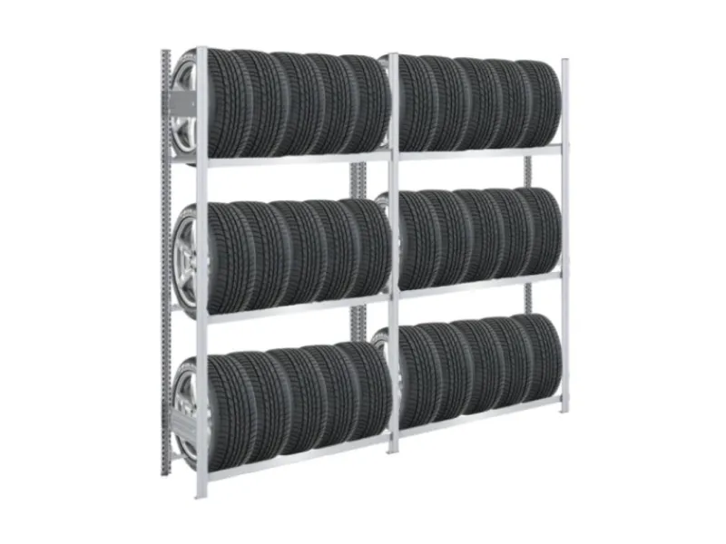 PROREGAL Reifenregal Tire Pro Made In Germany HxBxT 200 x 200 x 43 cm 3 Ebenen 150 kg Fachlast Bis Zu 10 Reifen Pro Ebene Verzinkt